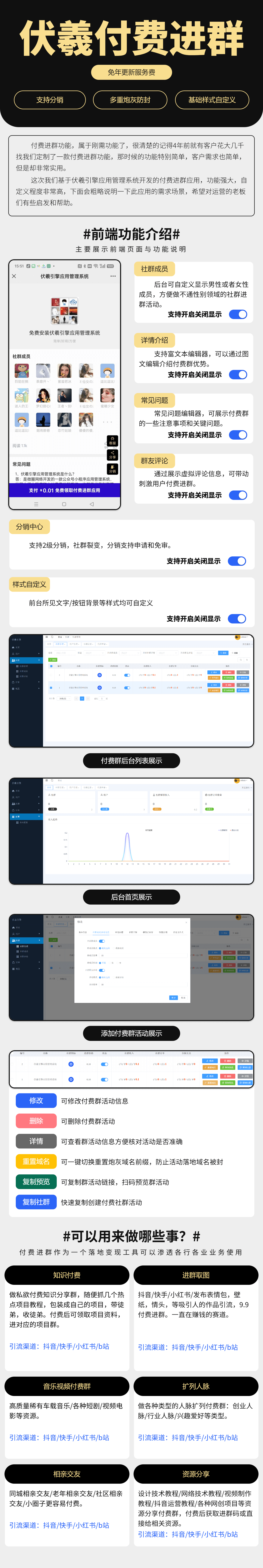 伏羲付费进群系统-SaaS坑位正版商用源码